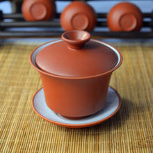Arcilla roja Yixing Zisha hecha a mano Kungfu Gaiwan, tetera de arcilla púrpura china de 100ml, Yixing Gaiwan 2024 - compra barato
