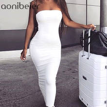 Aonibeier Sexy Strapless Off Shoulder White Long Dress Women Bodycon Maxi Dress 2019 Summer Sleeveless Casual Club Party Dress 2024 - buy cheap