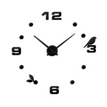 Fábrica relógio de parede 2021 novo moderno diy gato preto pássaro quartzo relógios de parede decoração da sua casa relógio de parede sala de estar criativo relógio 2024 - compre barato