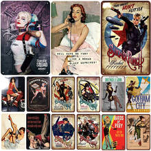 Placa de Metal para chicas, cartel de hojalata Vintage, Pin Up, decoración desgastada, carteles de Metal, decoración de Bar, póster de Metal, pintura de placa de Metal para Pub 2024 - compra barato