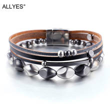 ALLYES Bohemian Multilayer Beaded Leather Bracelets for Women Femme Bracelets & Bangles Boho Beads Wrap Bracelet Fashion Jewelry 2024 - buy cheap