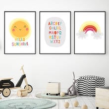 Sunshine Baby Nursery Art Prints Colorful Alphabet Canvas Painting Nordic art Poster Kid Room Decorative Picture Home Decor 2024 - buy cheap