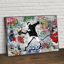 Banksy rua graffiti arte da pintura em tela posters e cópias pop arte moderna abstrata fotos de parede para casa sala estar decoração 2024 - compre barato