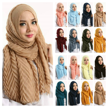 2021 NEW muslim ripple cotton hijab turban scarf female shawls and wraps islamic headscarf arab cotton head scarf hijab musulman 2024 - buy cheap