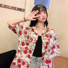 Camisas Ulzzang para mujer, ropa Kawaii japonesa, Vintage, informal, suelta, con flores, Harajuku coreano 2024 - compra barato