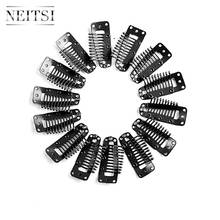 Neitsi-Pinzas de pelo de acero inoxidable con forma de pluma, extensiones de cabello, 5 colores, 3,8 cm, 50 unidades 2024 - compra barato
