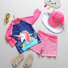 2-9 Years Baby Swimsuit Girls Kids Swimwear Unicorn Infant Girl Beach Bathing Suit 3pcs Little Girls Swimwear with Hat Children 2024 - buy cheap