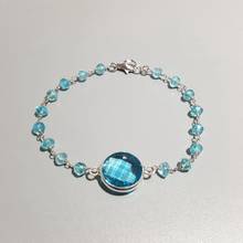 Liiji pulseira de apatita natural única com cristal azul 925 prata esterlina dourada artesanal para mulheres 2024 - compre barato