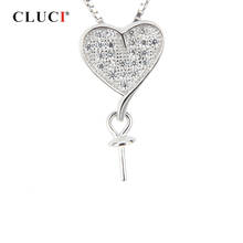 CLUCI Silver 925 Love Heart Pendant for Necklace 925 Sterling Silver Pearl Pendant Mounting Zircon Pendant Jewelry SP043SB 2024 - buy cheap