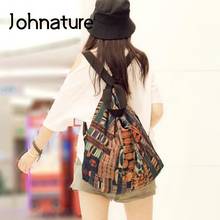 Johnature-Bolso de hombro con estampado Retro para mujer, de gran capacidad mochila de viaje, bolso de ocio hecho a mano, Vintage, novedad de 2021 2024 - compra barato