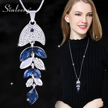 Sinleery brilhante forma de peixe feminino colar de prata cor longa corrente cinza azul zircão cristal pingente neckalce jóias my288 ssb 2024 - compre barato