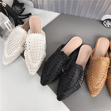 Fashion Women Slippers Outdoor Hemp Hollow Pointed Toe Slippers Flats Summer Sandals Slides Beach Shoes Woman Comfortable Mules 2024 - buy cheap