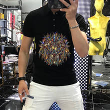 Polo de verano para hombre, camiseta de moda juvenil personalizada, artesanía con diamantes, ropa de calle Popular coreana 2024 - compra barato