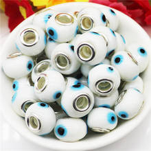 10Pcs White Evil Eye Color Lampwork Glass European Spacer Beads Big Hole Fit European Pandora Bracelet Bangle Necklace Jewelry 2024 - buy cheap