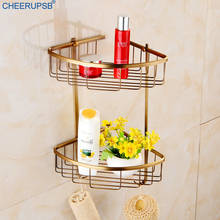 Double Layers Bathroom Shelf Vintage Wall Shelves Triangle Corner Shelfs Bath Shower Storage Basket Bursh Copper Mensole Gold 2024 - buy cheap