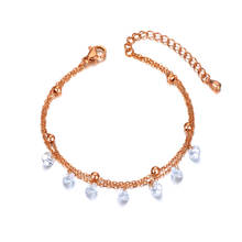 Rose Gold Double Layer Stainless Steel CZ Crystal Charm Bracelets For Women Girls Bohemia Beach Chain Bracelet B20047 2024 - buy cheap