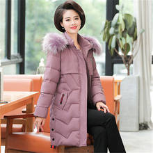 Middle age clothing New warm Cotton clothing coat Large size 5XL Women's winter jacket with hat fur collar Down cotton clothing 2024 - buy cheap