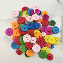 (100 pcs/pack) 4 Holes Mixed Size Wood Buttons For Craft Round Sewing Scrapbook handwork DIY Home Decoration 2024 - buy cheap