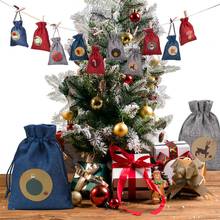 Christmas Advent Calendar Bags Gift Numbers Bag Drawstring 24 Days Burlap Advent Calendar Candy Bags With Clips Christmas Decor 2024 - buy cheap