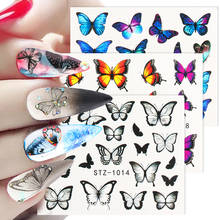 Цветущие Цветочные наклейки на ногти бабочки, Цветочные наклейки на ногти с полным покрытием, переводная наклейка для ногтей, фольга для дизайна ногтей, маникюрные наклейки на ногти 2024 - купить недорого