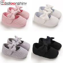 Balleenshiny-zapatos de princesa para recién nacido, mocasines con lazo, suaves y sólidos, para primeros pasos 2024 - compra barato