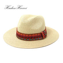 Summer Korean Women Sun Hat Beach Men's Jazz Panama Straw Visor Hat with Wide Brim Caps 2024 - buy cheap