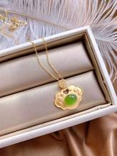 Natural Green Hetian Jade Lock Pendant 925 Silver Necklace Chinese Jadeite Amulet Fashion Charm Jewelry Gifts for Women Her 2024 - buy cheap