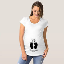 Camiseta con estampado de pies de bebé para mujeres embarazadas, camisa de maternidad, Tops de manga corta, camisas divertidas para embarazadas, patrón lindo de moda 2024 - compra barato