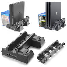 PS4/PS4 Slim/PS4 PRO Vertical Stand with Cooling Fan Cooler Dual Controller Charger Charging Station for Playstation 4 Console 2024 - buy cheap