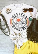 Цветная футболка The Wanderer для выходных, Женская графическая модная футболка с рисунком гранж, tumblr, цитата, camisetas, 100% хлопок, гранж, унисекс, футболка, топ, футболки 2024 - купить недорого
