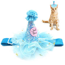 Pet Birthday Hat Tulle Glitter Birthday Cone Pet Headband Headwear For Dogs Cats Party Dress Up Hair Accessories Blue Pink Red 2024 - buy cheap
