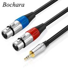 Bochara 3.5mm Stereo Jack Male to Dual XLR  Female OFC Audio Cable Foil+Braided Shielded 1m 2m 3m 2024 - buy cheap