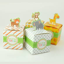 Chicinlife 10 pçs selva safari animal caixa de doces feliz aniversário festa de bebê chá de fraldas caixas de presente menino menina crianças 1st aniversário suprimentos 2024 - compre barato