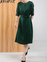 Ayu-Vestido De seda pura para mujer, Vestido verde elegante De alta calidad para fiesta, Vintage, KJ6626, 100% 2024 - compra barato