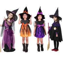Fantasia cosplay para garotas de elfo bruxa, vestidos para festa de halloween, roupas infantis 2024 - compre barato