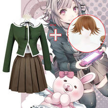 Disfraz de Danganronpa V3 para mujer, uniforme escolar de Chihiro Fujisaki, abrigo/falda/abrigo, Cosplay de Anime, novedad 2024 - compra barato