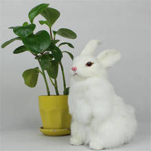 Mini conejo de peluche blanco realista, conejo de pascua, modelo de juguete para cumpleaños 2024 - compra barato