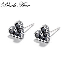 2020 New Black Awn Romantic 925 Sterling Silver Jewelry Natural  Heart Party Stud Earrings for Women Bijoux I187 2024 - buy cheap