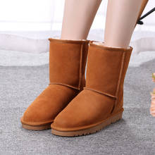 Классические зимние ботинки из натуральной воловьей кожи; Женские ботинки в австралийском стиле; теплые зимние ботинки для женщин; большие размеры 35-44 2024 - купить недорого