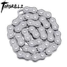 Ожерелье TOPGRILLZ 15 мм в стиле хип-хоп, велосипедная цепь для мотоцикла, ожерелье из циркония со льдом, модные украшения для мужчин и женщин 2024 - купить недорого