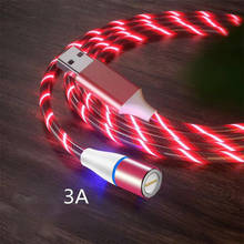 Магнитный кабель для Samsung S10, светодиодный кабель Micro USB Type-c для быстрой зарядки, магнитное зарядное устройство для iPhone, 3 А 2024 - купить недорого