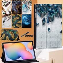 Feather Tablet Case for Samsung Galaxy Tab S6 Lite 10.4 SM-P610/P615  Leather Stand Cover + Free Stylus 2024 - buy cheap