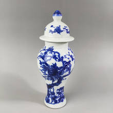 Requintado chinês clássico coleção decoração de casa azul e branco porcelana flor e pássaro com tampa earthen jar/pot 2024 - compre barato
