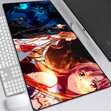 Desenhos animados de sao espada arte em linha grande tapete do mouse anime impressão computador gamer bloqueio borda mousepad teclado ratos 30x80cm 2024 - compre barato