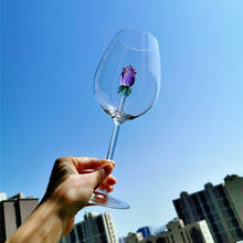 Креативный прозрачный бокал для вина с розой, Кубок для шампанского, коктейль-бар, вечеринка, посуда для напитков в отеле, домашний декор, подарок 2024 - купить недорого