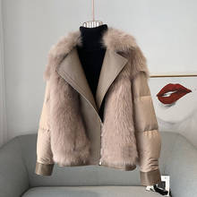 Jaqueta feminina de imitação de pele de raposa, jaqueta feminina folgada com costura e lapela 2024 - compre barato