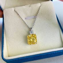 Ожерелье женское из серебра 100% пробы, со сверкающим топазом и квадратным кристаллом из высокоуглеродистого алмаза 2024 - купить недорого