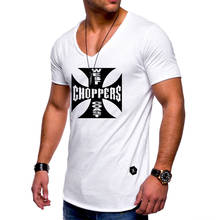 Camiseta masculina de verão, camiseta casual de algodão de manga curta com gola v para homens 2024 - compre barato