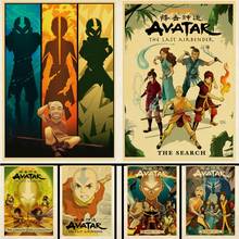 Avatar, o último poster retrô do anime airbender, papel kraft, material decorativo de pintura, decoração, sala de estar, quarto, bar, café. 2024 - compre barato