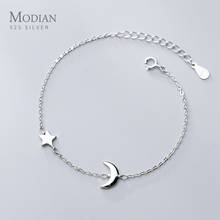 Modian-pulsera Simple de Plata de Ley 925 con forma de luna y estrella para mujer, pulsera con cadena de eslabones, joyería fina, regalo, novedad de 2020 2024 - compra barato